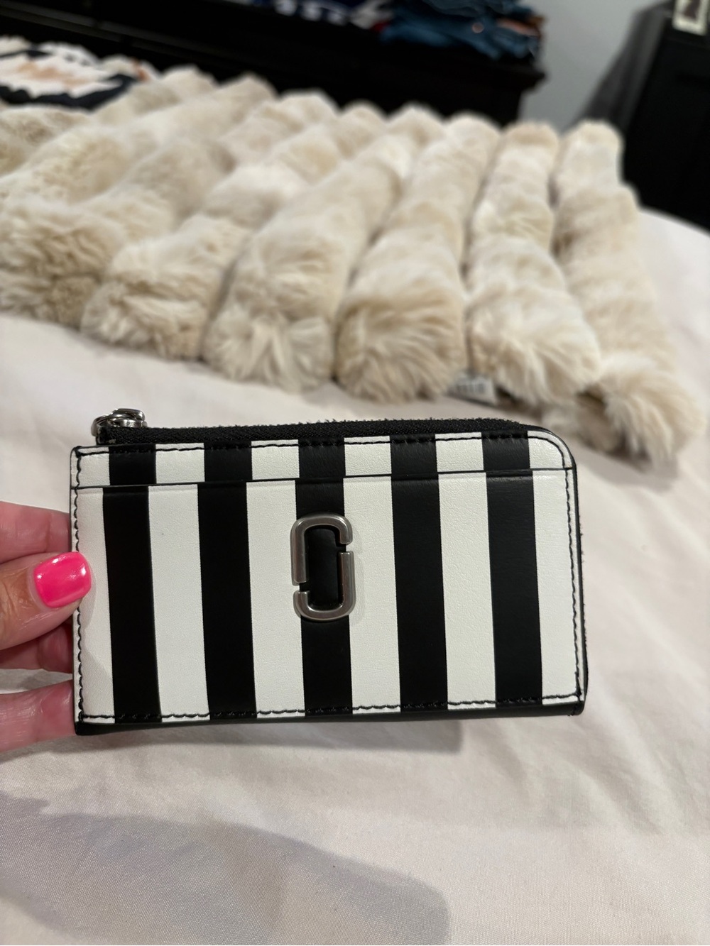 Marc Jacobs Black & White Striped Card Case Wallet